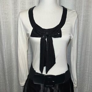 Valentino Cream Sequined Bow Long Sleeve Top Sz. S